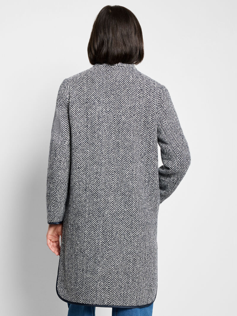 Woman Wears Herringbone Wool Blend Top Coat image number 3