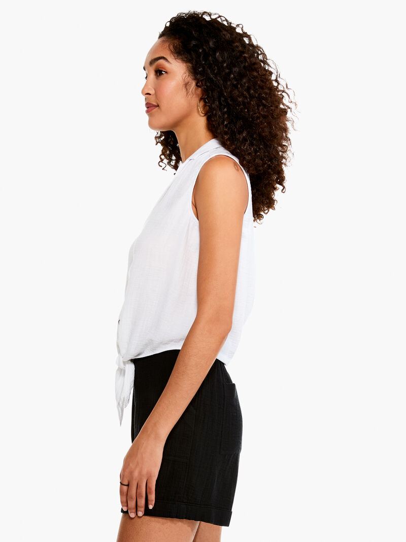 Woman Wears Double Gauze Tie Tank image number 2