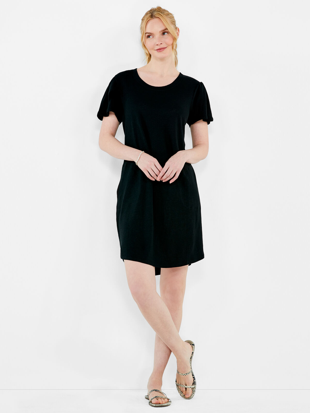 NZT Flutter Sleeve Scoop Neck Dress