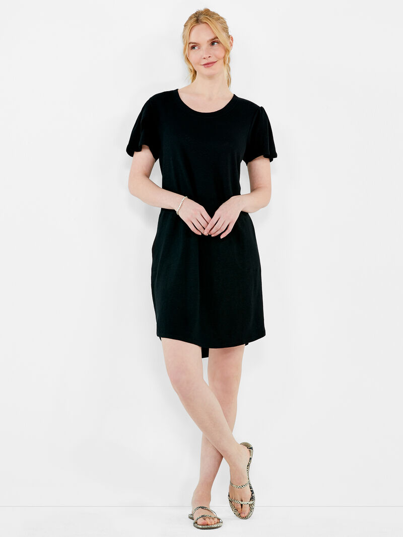 Woman Wears NZT Flutter Sleeve Scoop Neck Dress image number 3