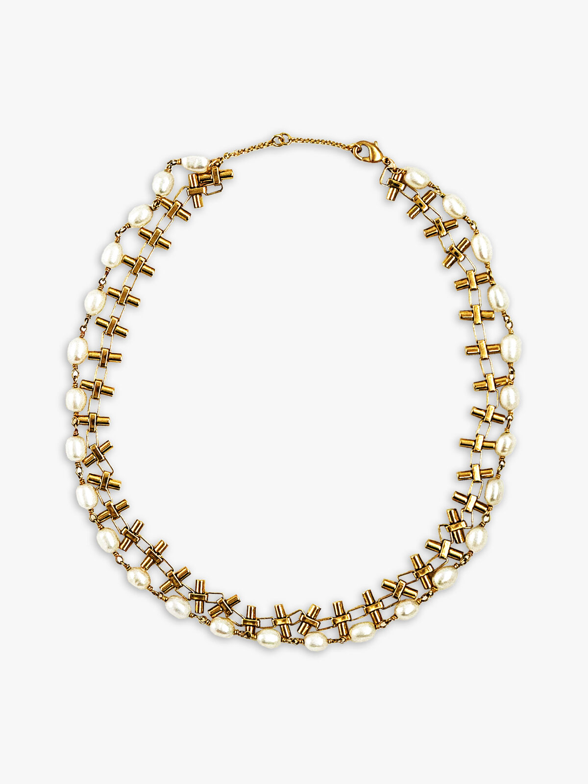 Paula Rosen Double Bell-Wire Wrap Pearls & Gold
