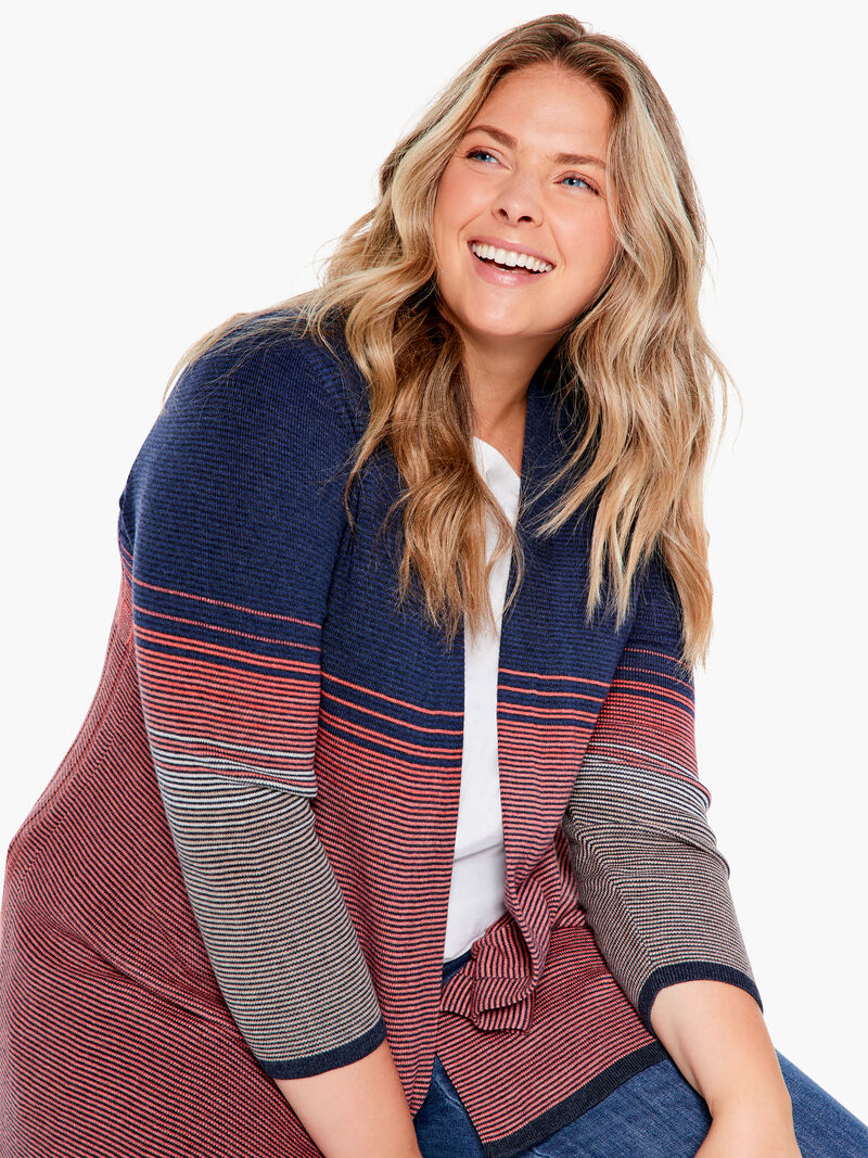 Woman Wears Ombre Twirl Cardigan image number 0