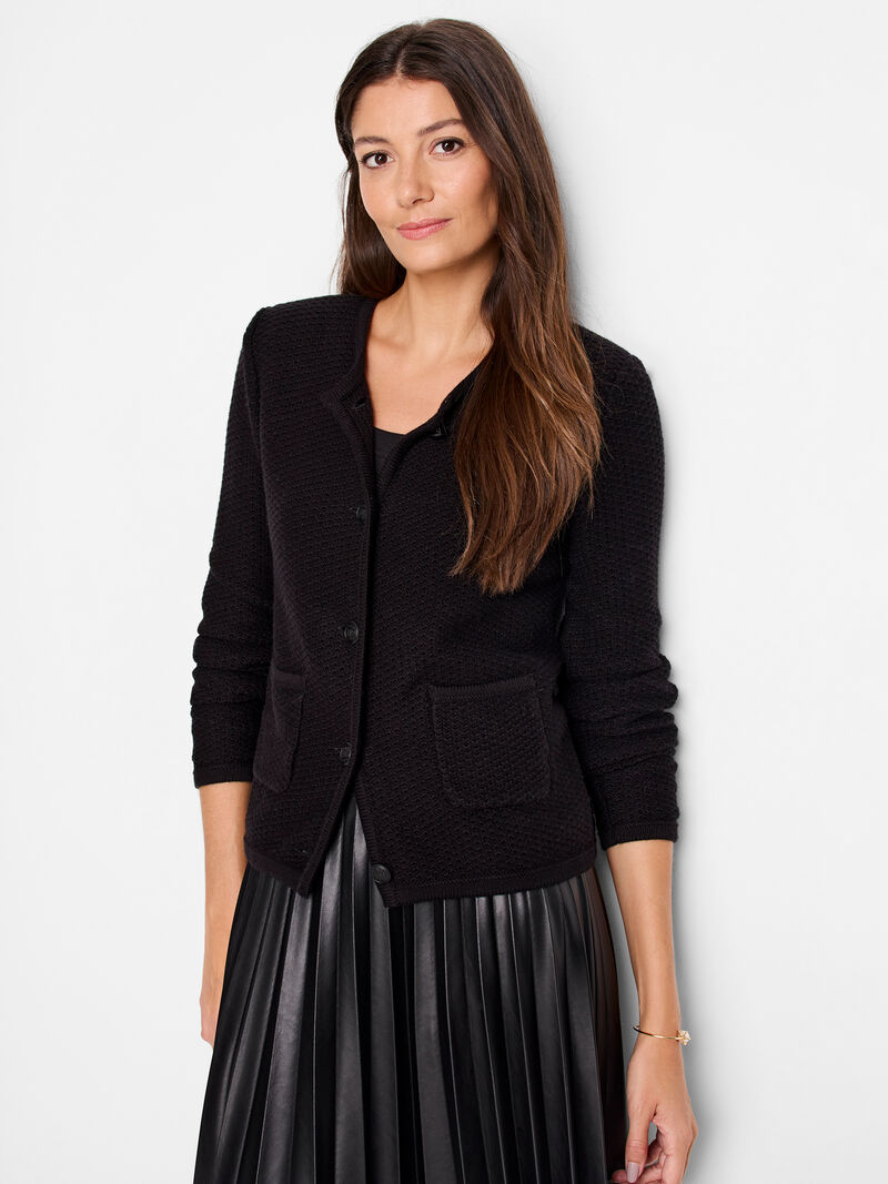 
                    Textured Sweater Jacket