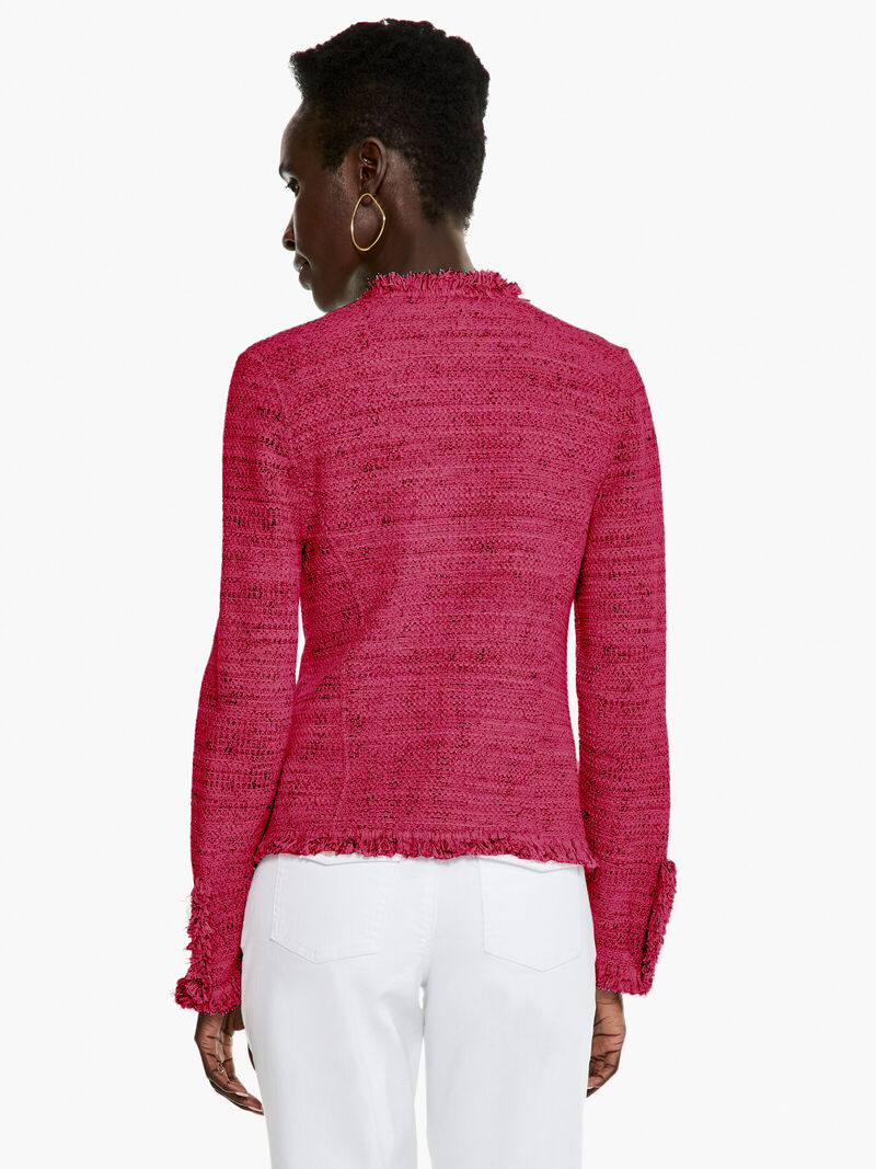 Woman Wears Fringe Mix Knit Jacket image number 2