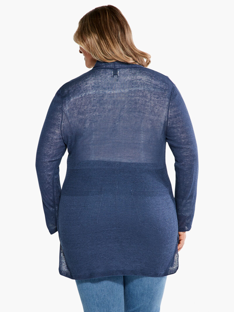 Woman Wears Long Back Of The Chair Cardigan image number 2