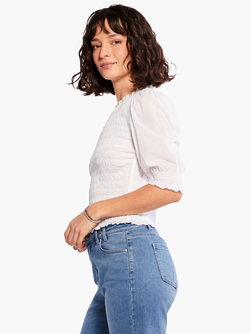 Woman Wears Cotton Lawn Smocked Top image number 2