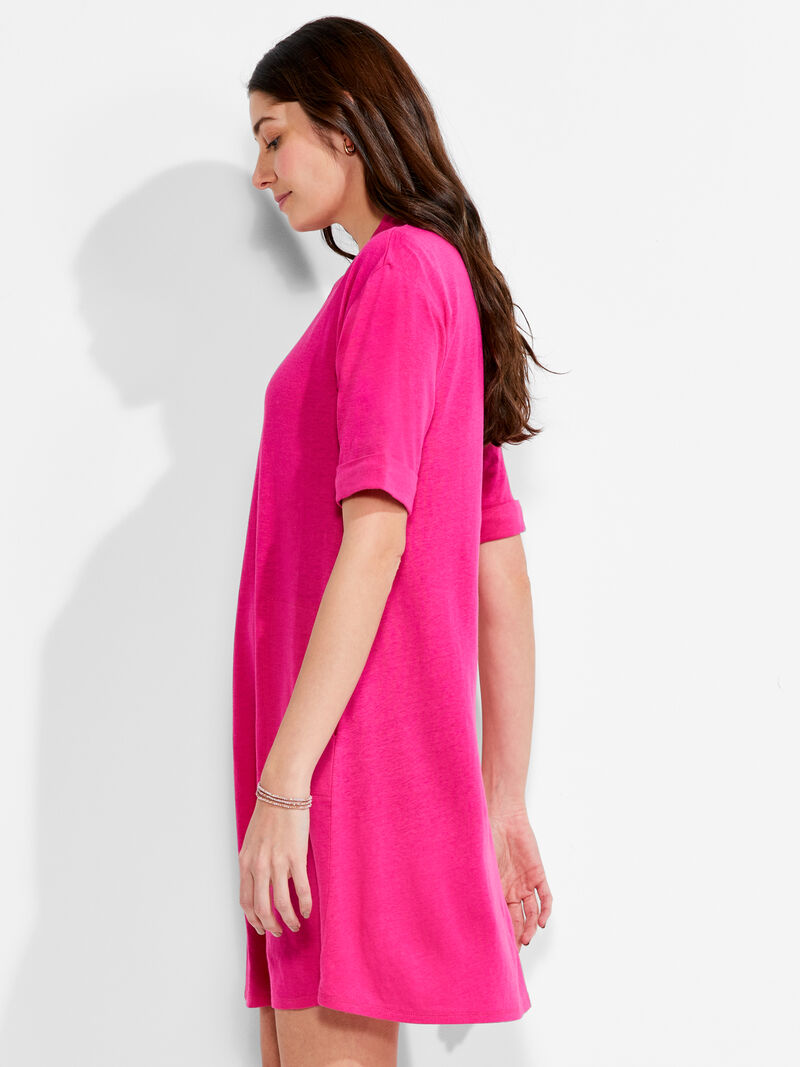 NZT Short Sleeve Notched V Dress