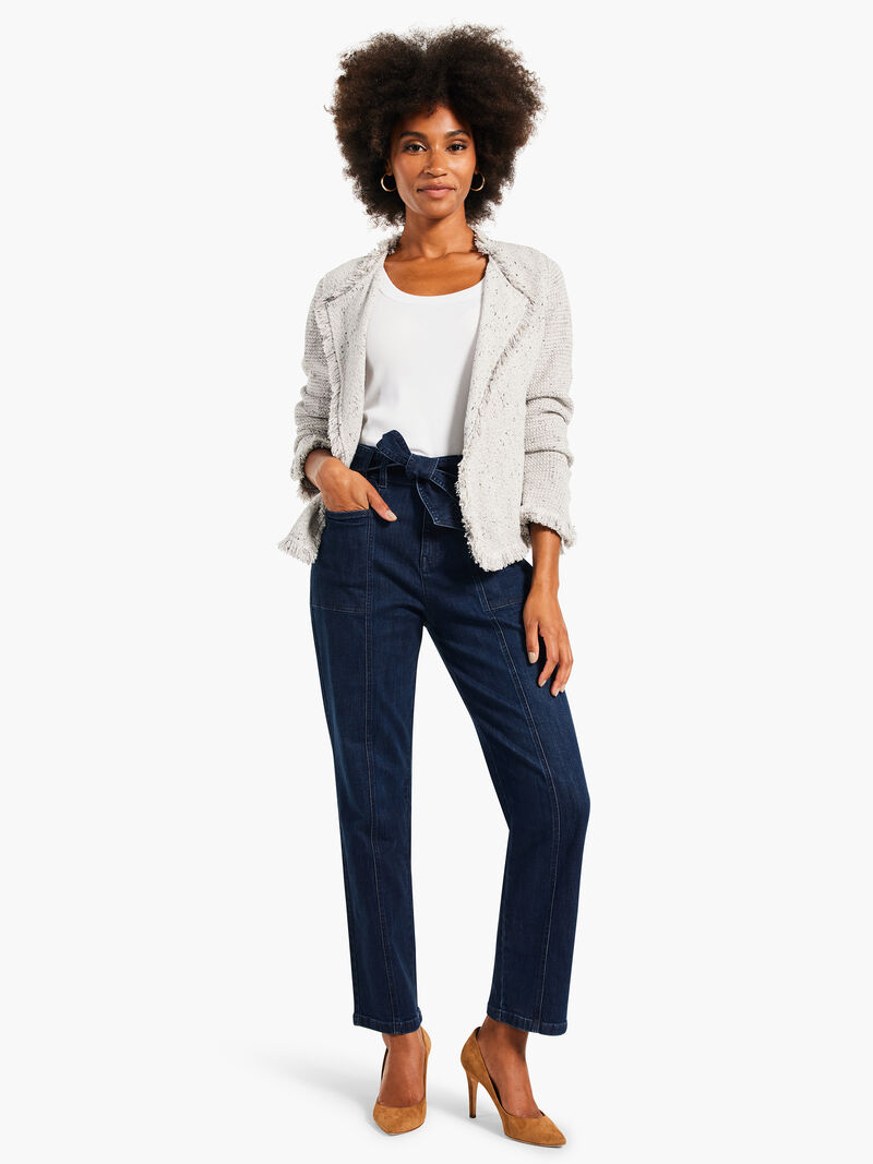 Woman Wears NZ Denim 28" Belted Straight Ankle Jeans image number 2