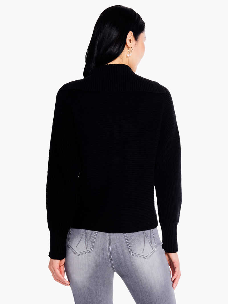 Woman Wears Drape Collar Shaker Sweater image number 3