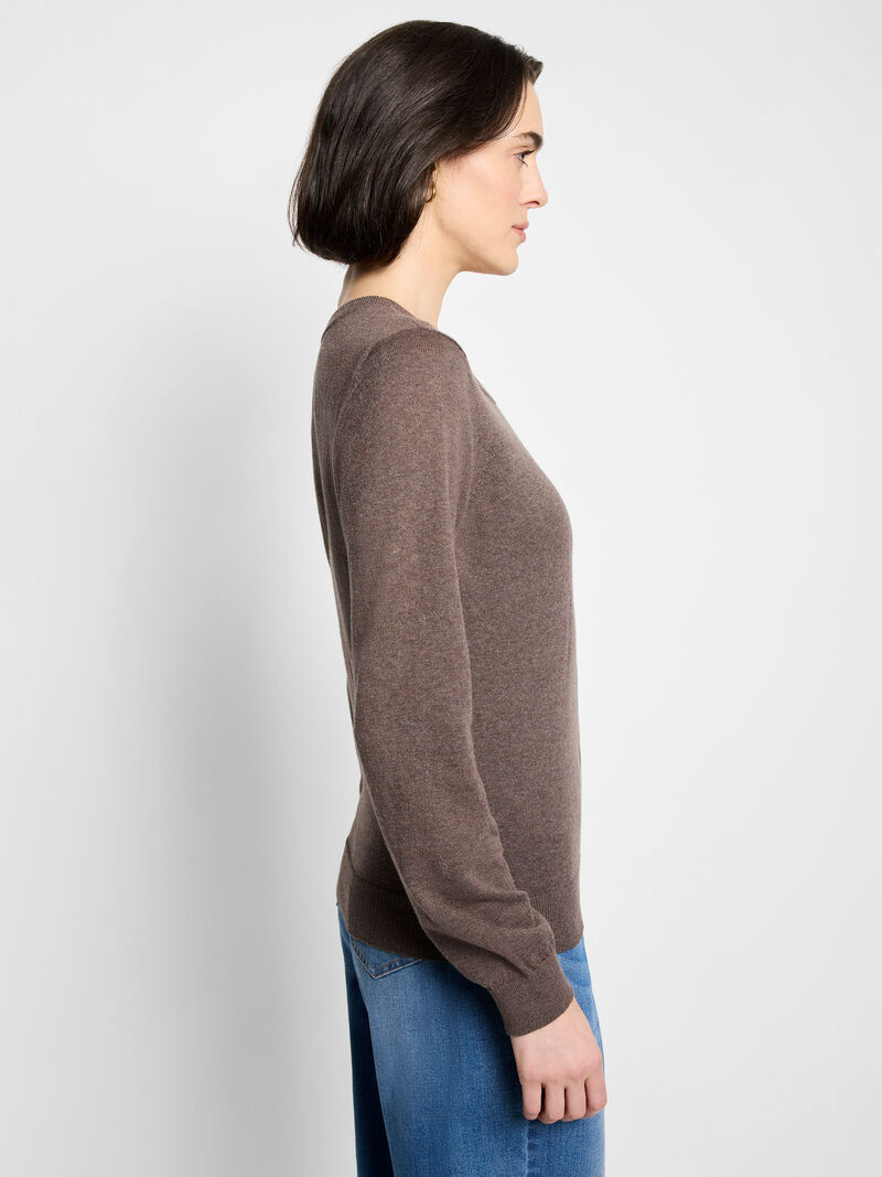 Woman Wears Pure Cotton Crew Neck Sweater image number 3