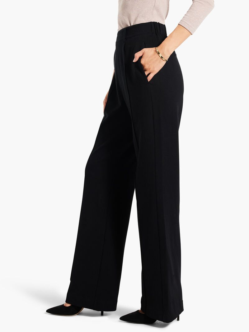 Woman Wears 31" Knit Wide Leg Pleated Pant image number 2