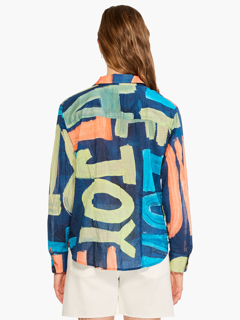 Woman Wears Love Art Joy Crinkle Shirt image number 3