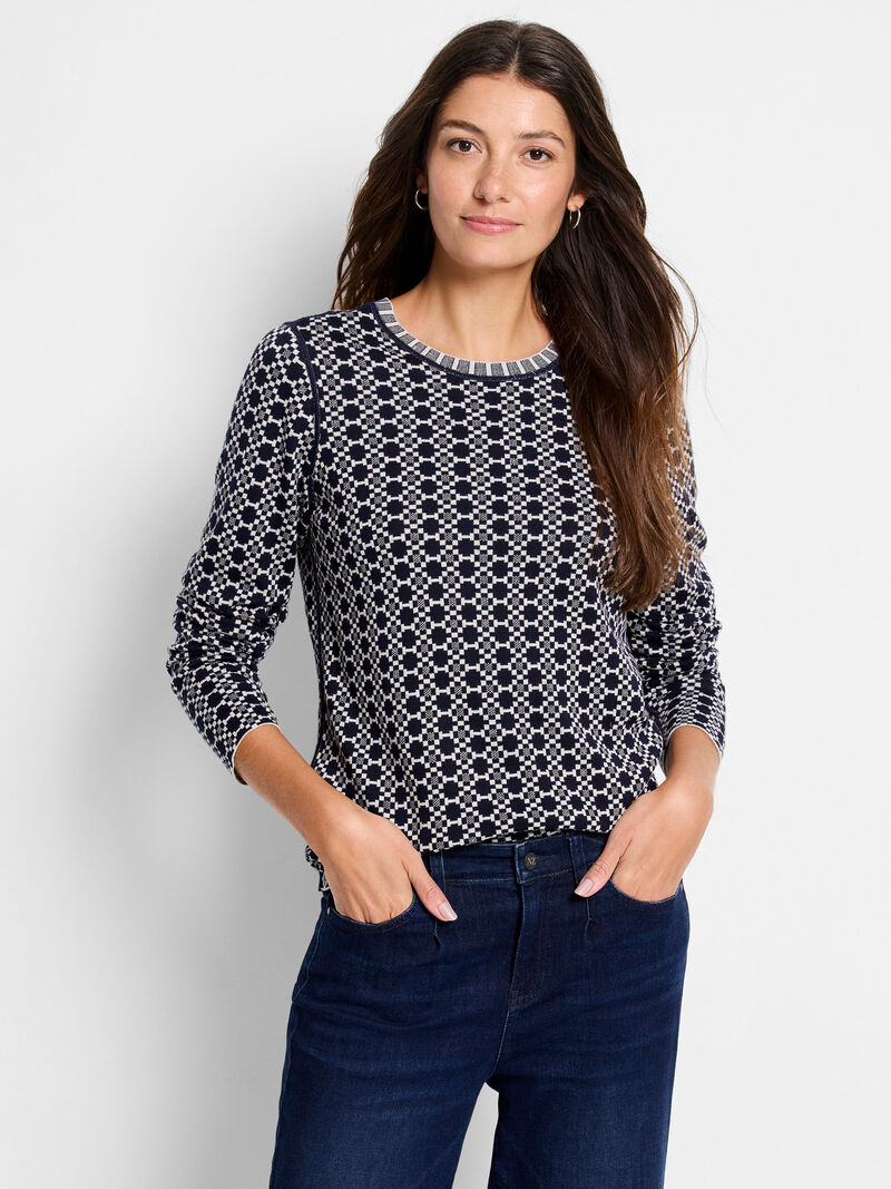 Woman Wears Geo Reversible Sweater Tee image number 1
