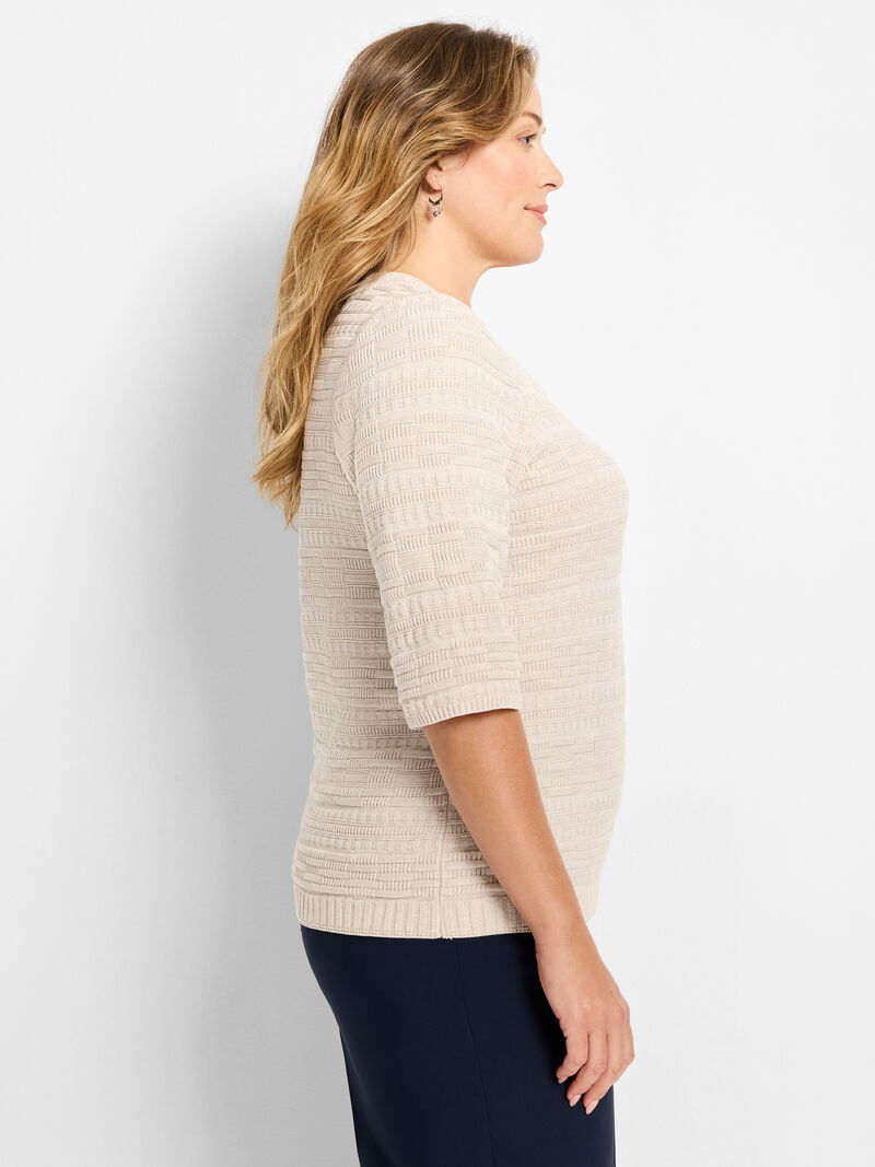 Woman Wears Textured Sweater Tee image number 2