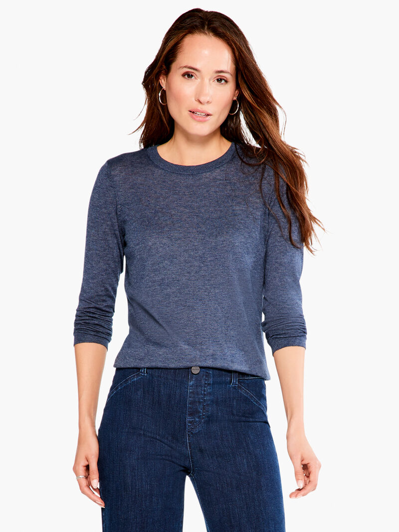 Woman Wears Crew Neck Long Sleeve Sweater Tee image number 0