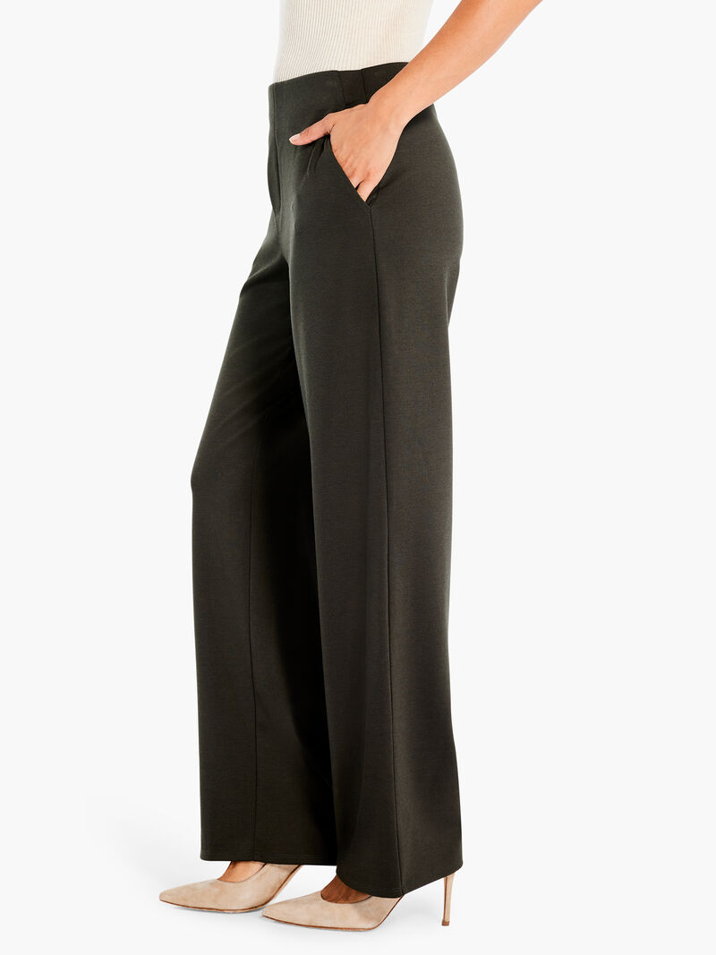 Woman Wears 29" Drapey Ponte Wide Leg Ankle Pant image number 1