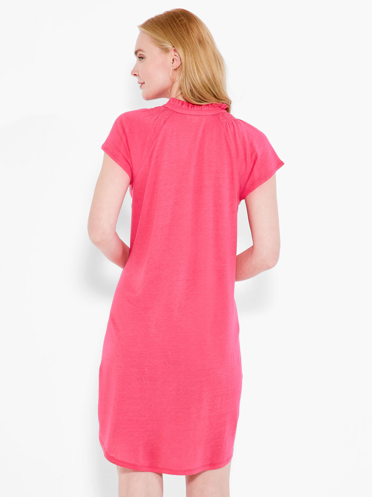 NZT Short Sleeve Ruffle V Dress