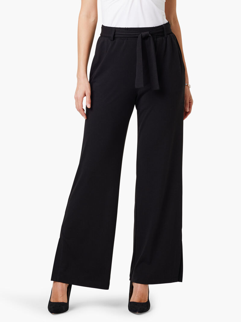 Woman Wears 29.5" Wide Leg Polished Jersey Pant image number 0