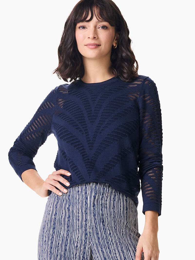 Woman Wears Placed Pointelle Sweater image number 0
