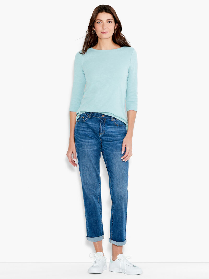 Woman Wears NZT 3/4 Sleeve Boat Tee image number 3