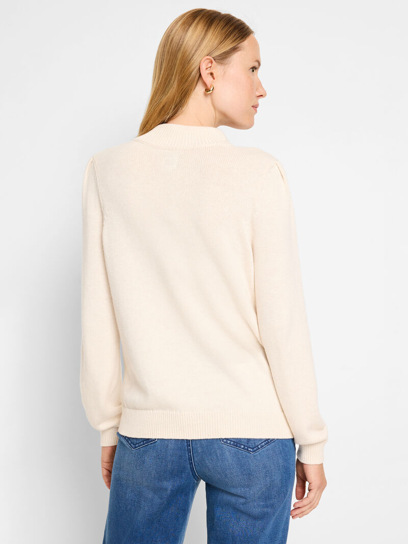 Woman Wears Button Henley Sweater image number 3