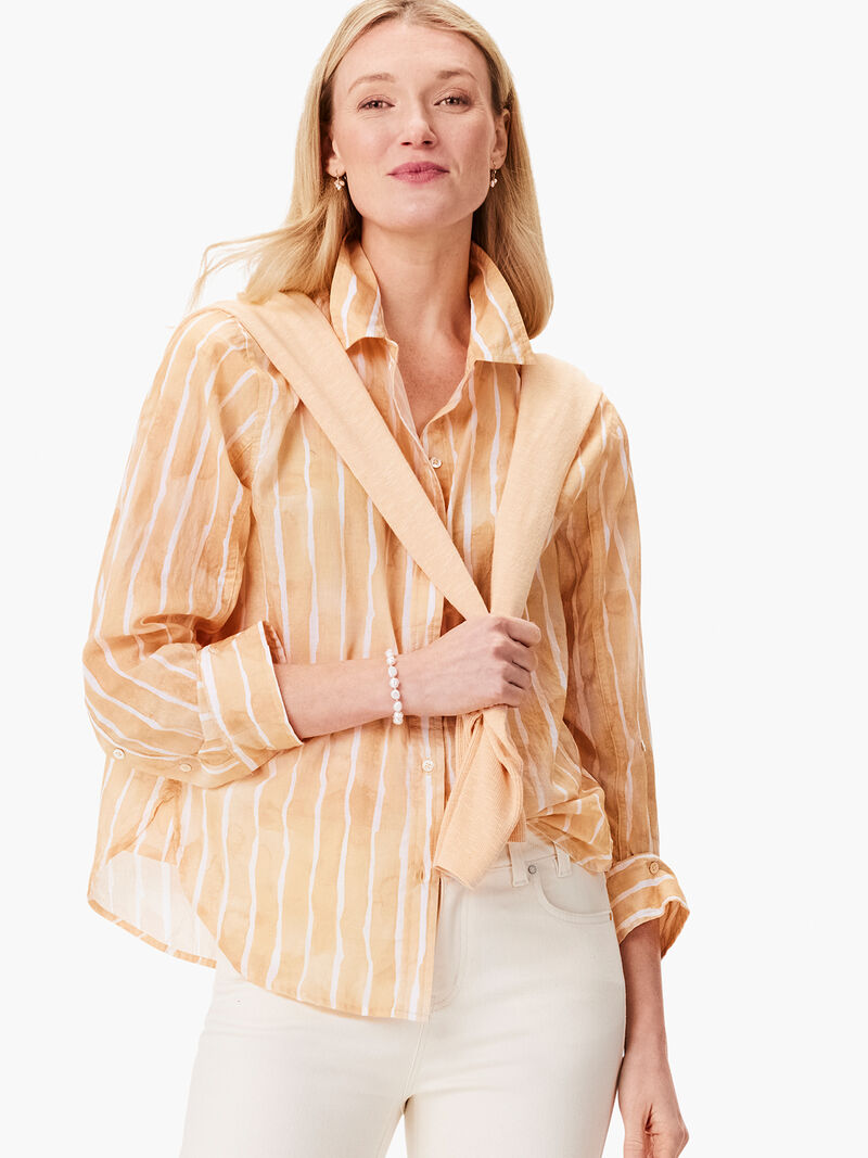 Woman Wears Watercolor Stripe Girlfriend Shirt image number 0