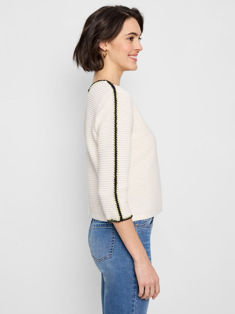 Woman Wears Ottoman Stitched Sweater image number 2
