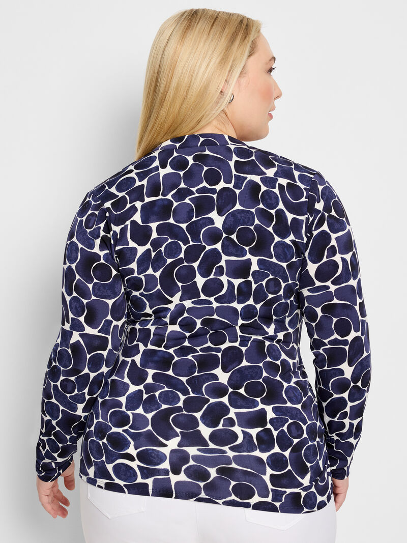 Woman Wears Geo Pebble Knit Wrap Top image number 3