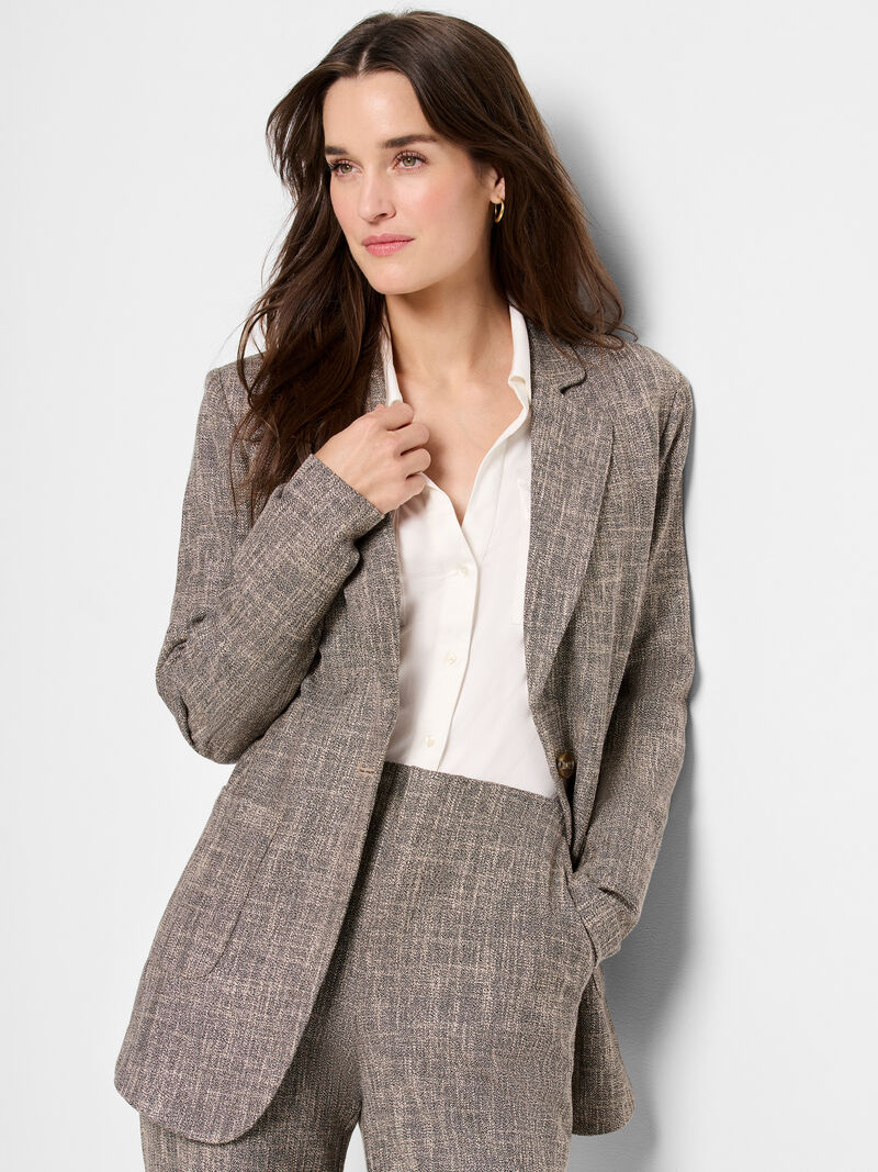 Woman Wears Tweed City Blazer image number 1