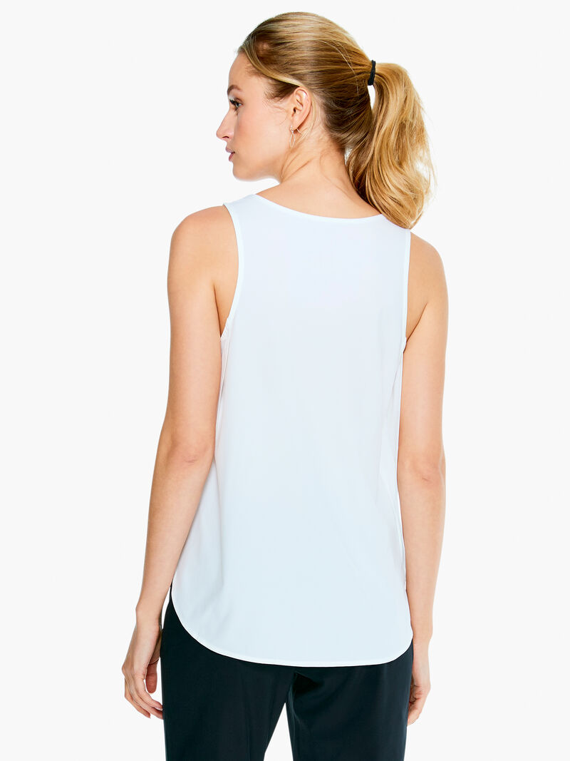 Woman Wears Tech Stretch Wrap Around Tank image number 2