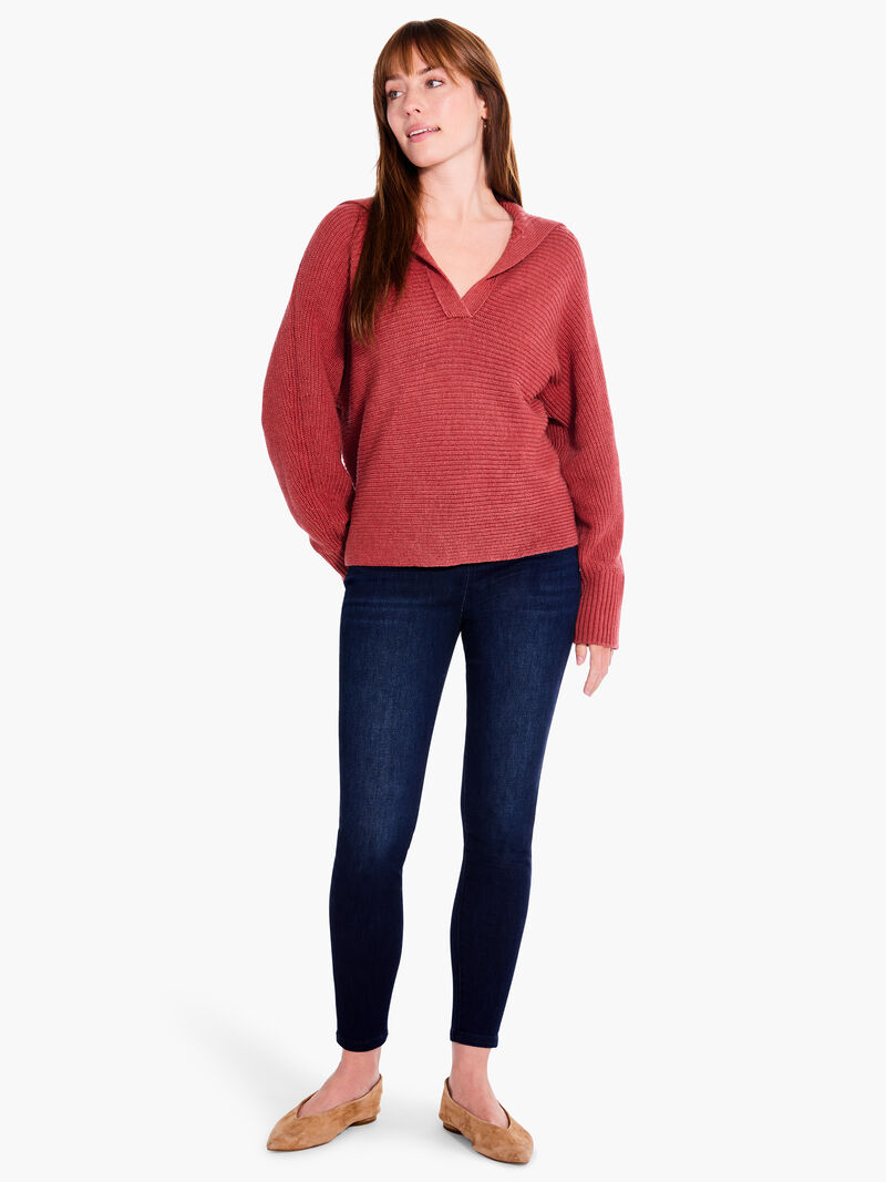 Woman Wears Drape Collar Shaker Sweater image number 3