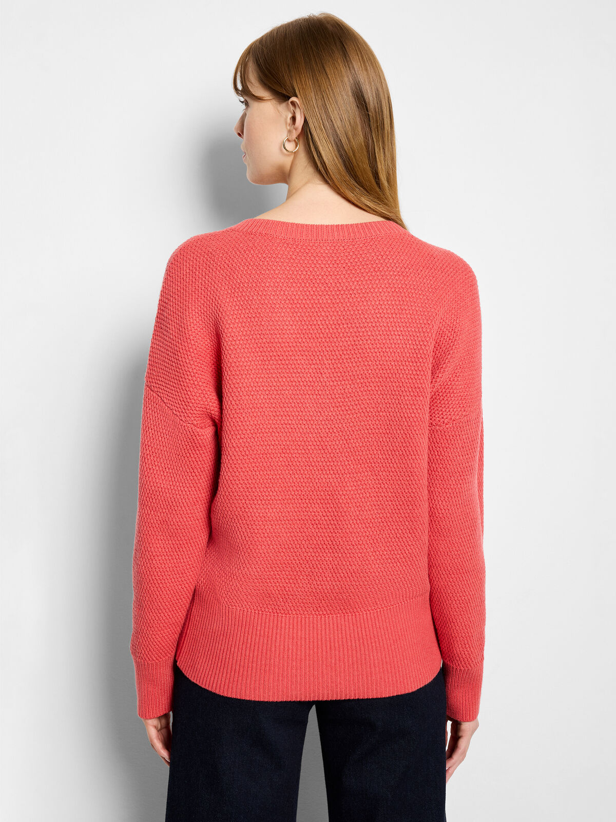 Tuck Stitch V-Neck Sweater