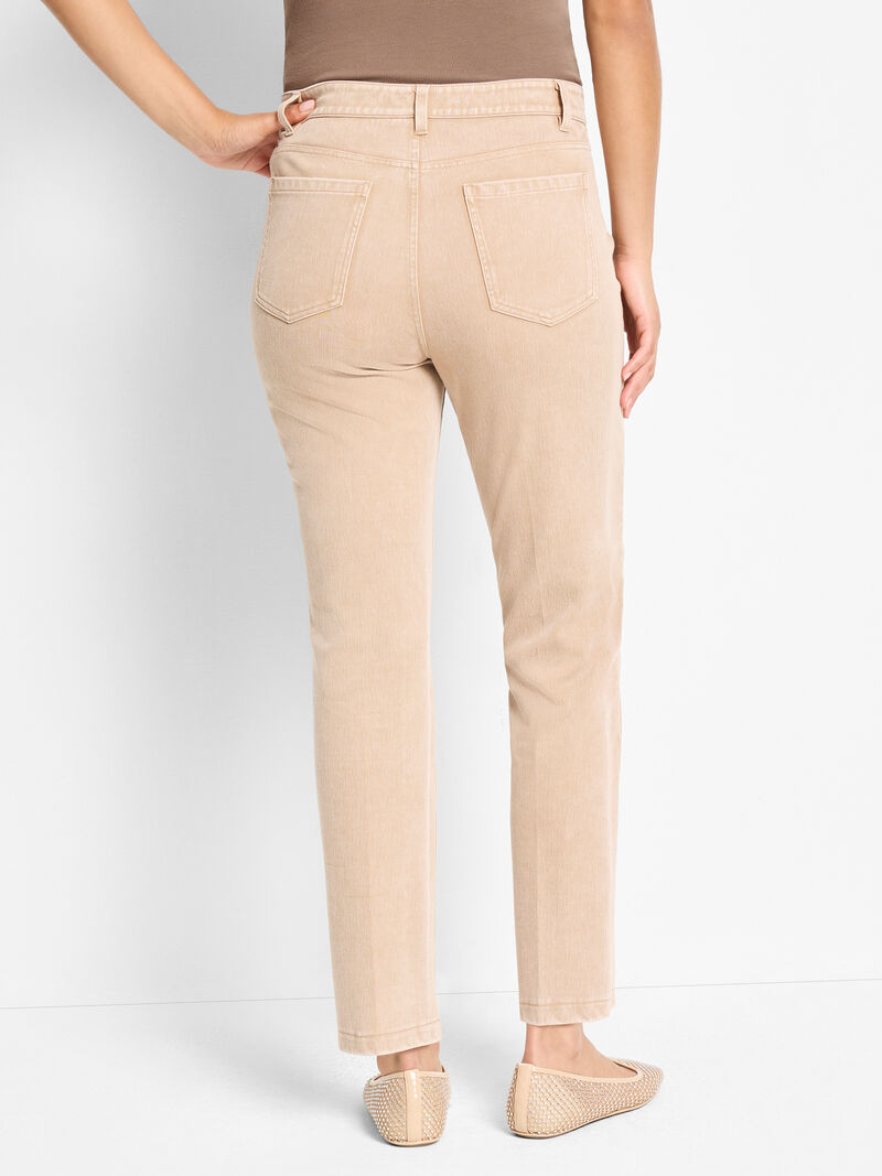 Woman Wears 28" Recess Straight Knit Ankle Pull On Jeans image number 3