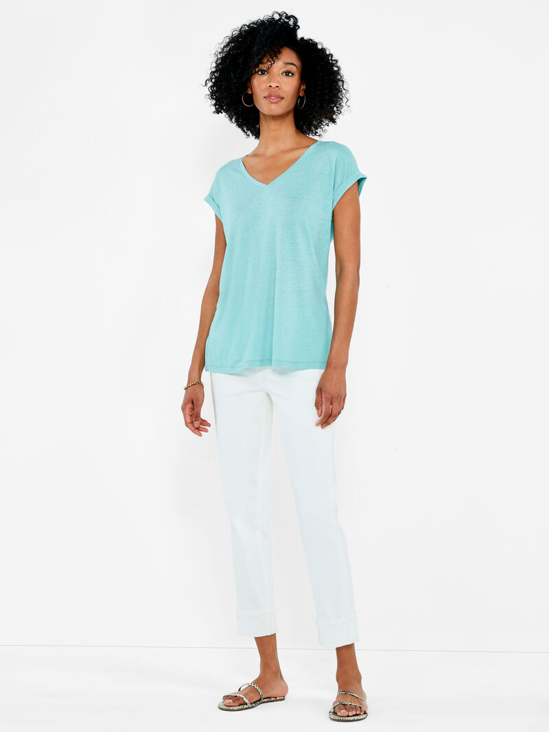 Woman Wears NZT Short Sleeve V Tee image number 3