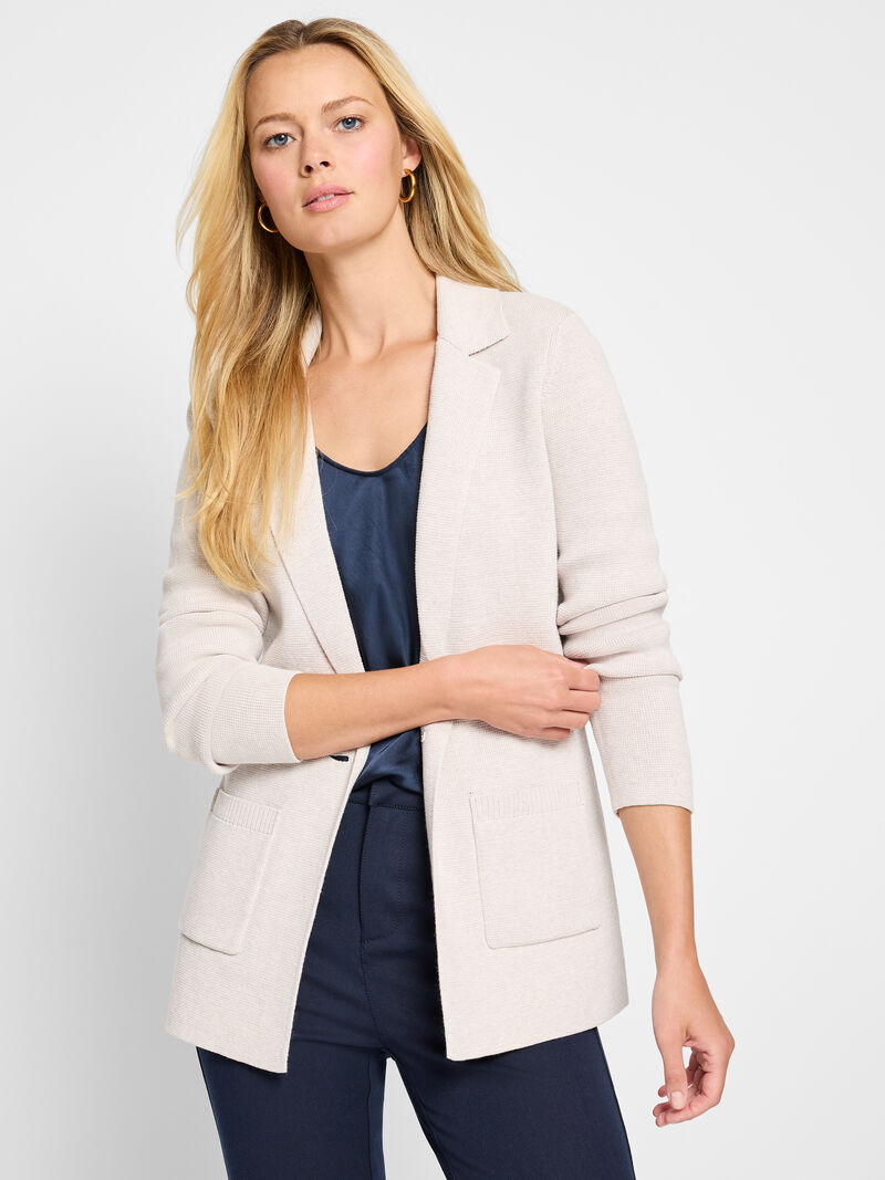 Woman Wears Elegant Knit Blazer image number 0