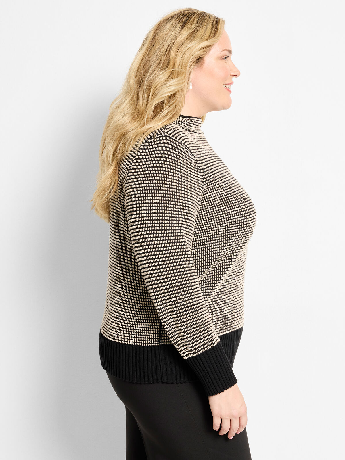 Funnel Neck Pixel Knit Sweater