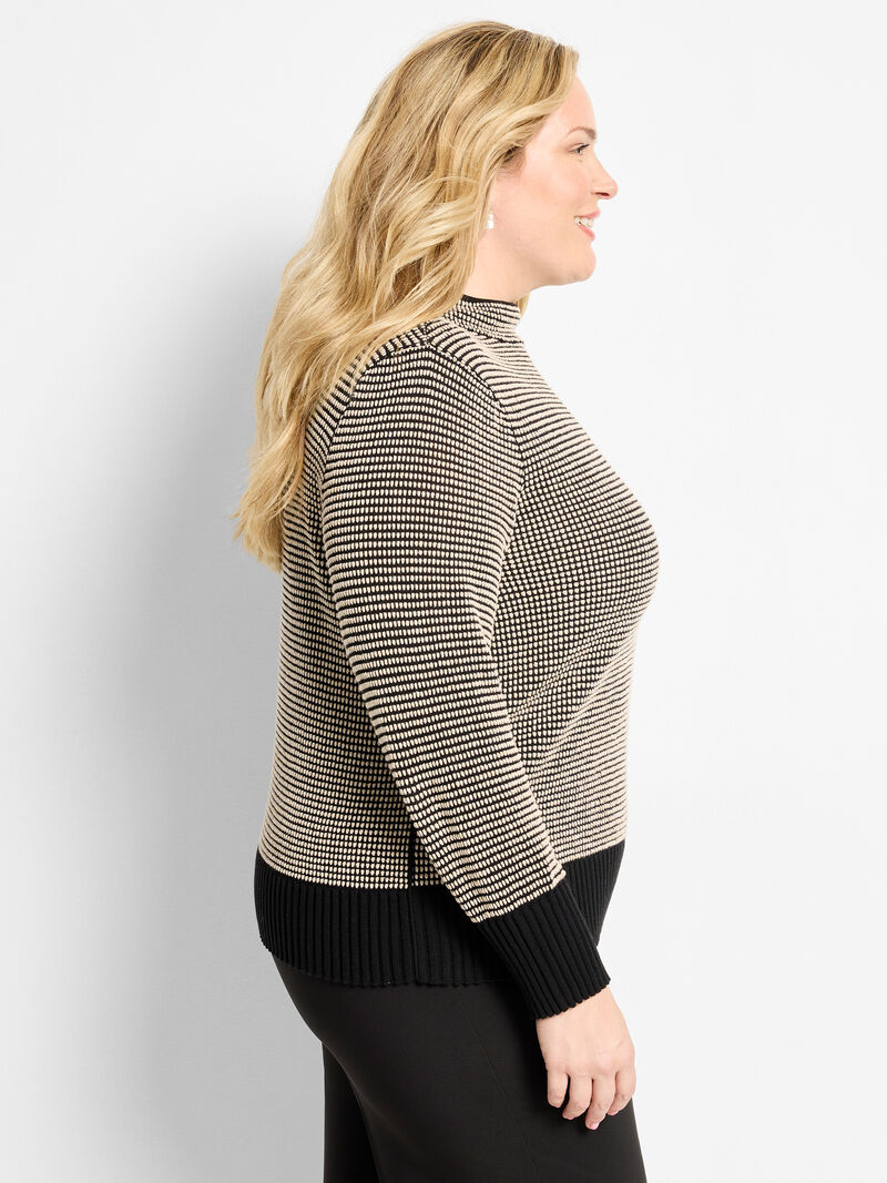 Woman Wears Funnel Neck Pixel Knit Sweater image number 2