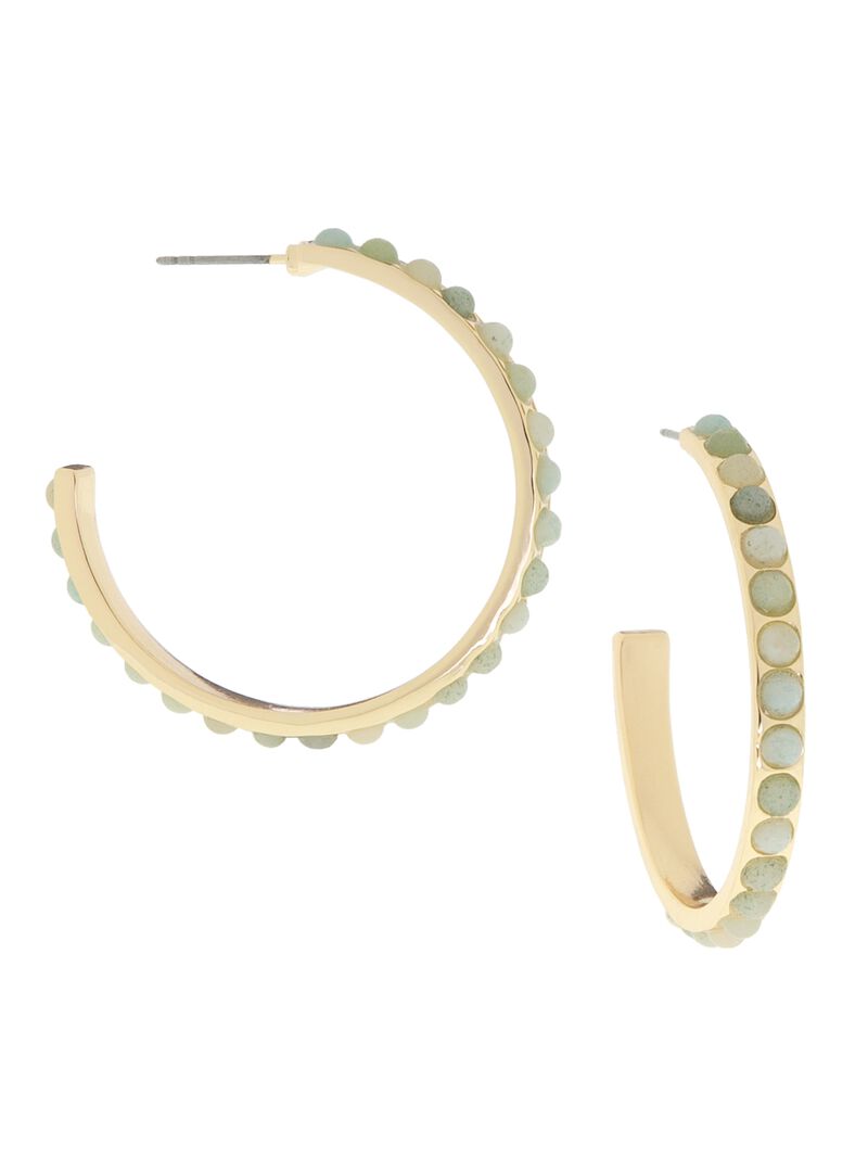 Woman Wears Marlyn Schiff - Natural Stone Hoop image number 0