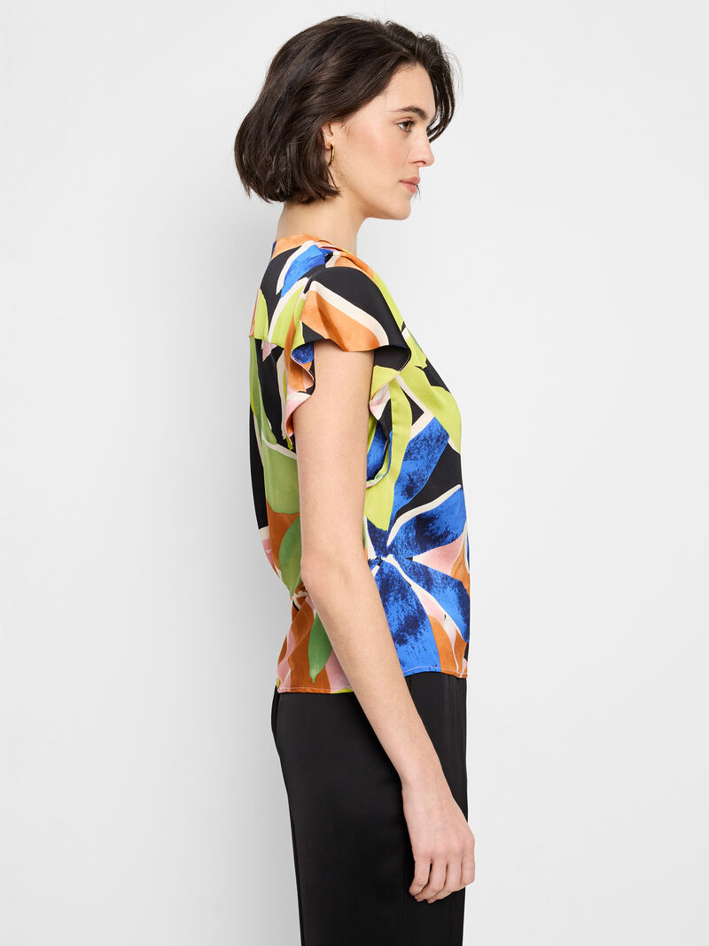 Woman Wears Mega Blooms Flutter Woven Top image number 2