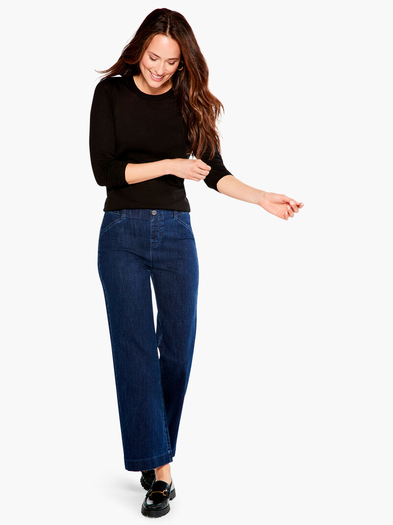 Woman Wears Crew Neck Long Sleeve Sweater Tee image number 3