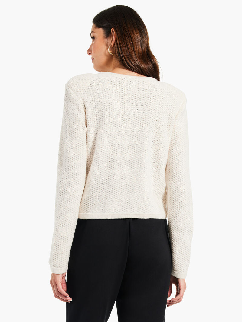 Woman Wears Gilded Texture Sweater Jacket image number 3