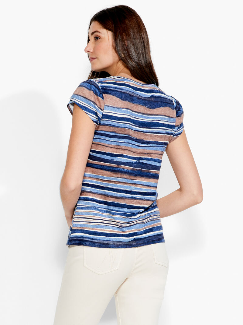 Woman Wears NZT Short Sleeve Scoop Wavy Stripe Tee image number 2