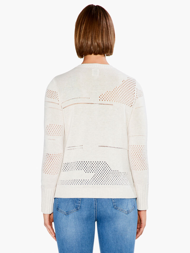 Woman Wears Placed Pointelle Sweater image number 2