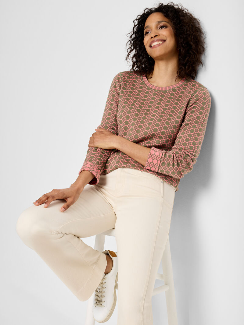 Woman Wears Geo Reversible Sweater Tee image number 0
