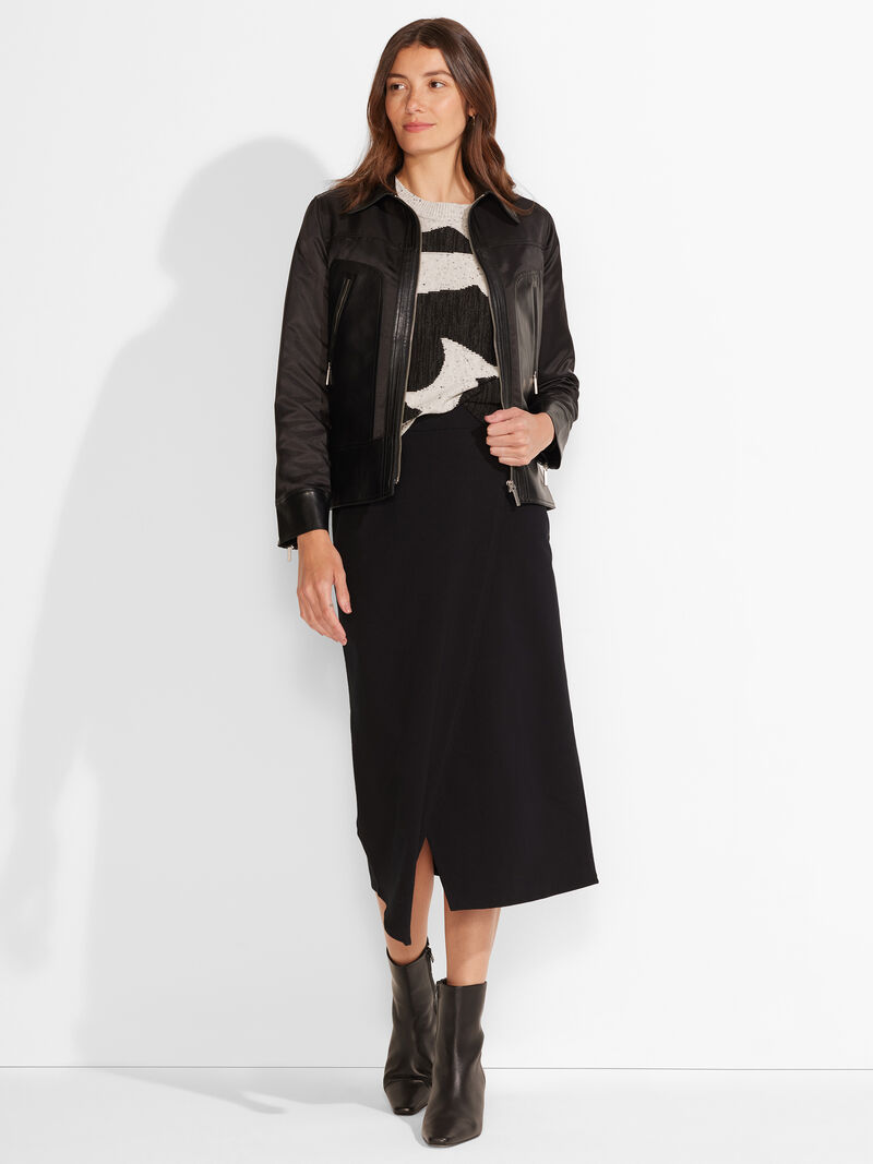 Woman Wears Faux Leather Mix Jacket image number 4