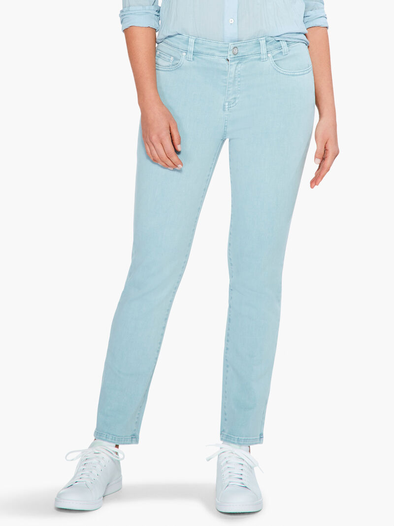 Woman Wears NZ Denim 28" Colored Mid Rise Straight Ankle Jeans image number 0