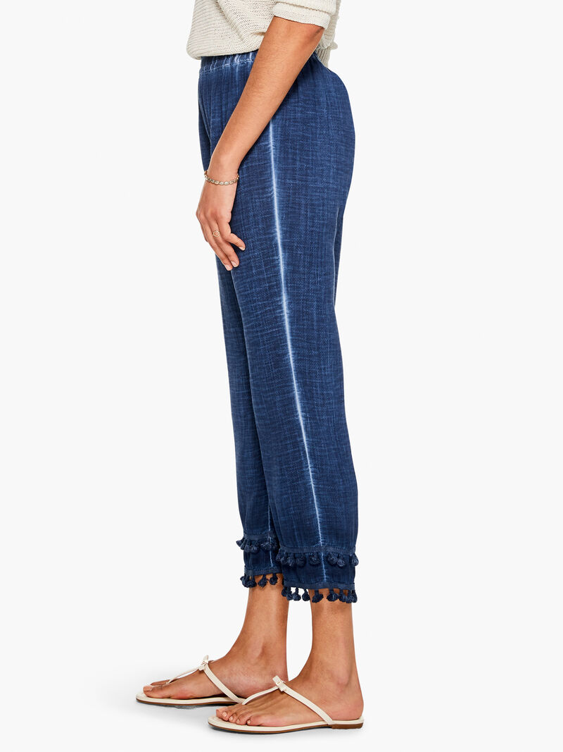 Woman Wears Double Gauze Straight Leg Tassel Pant image number 1