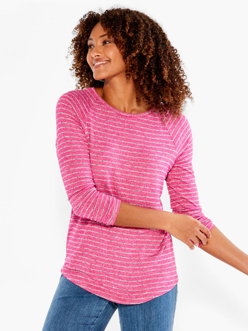 Woman Wears NZT Sweet Dreams Long Sleeve Striped Tee image number 0
