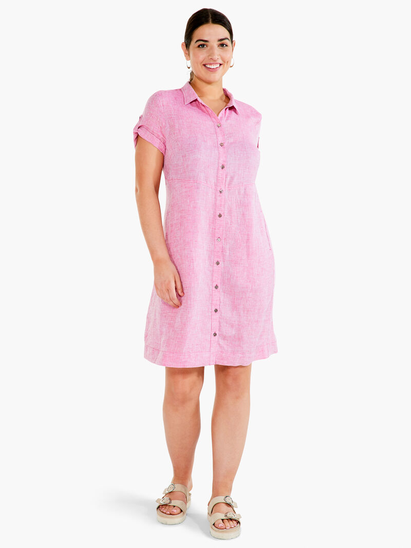Woman Wears Drifty Linen Shirt Dress image number 3