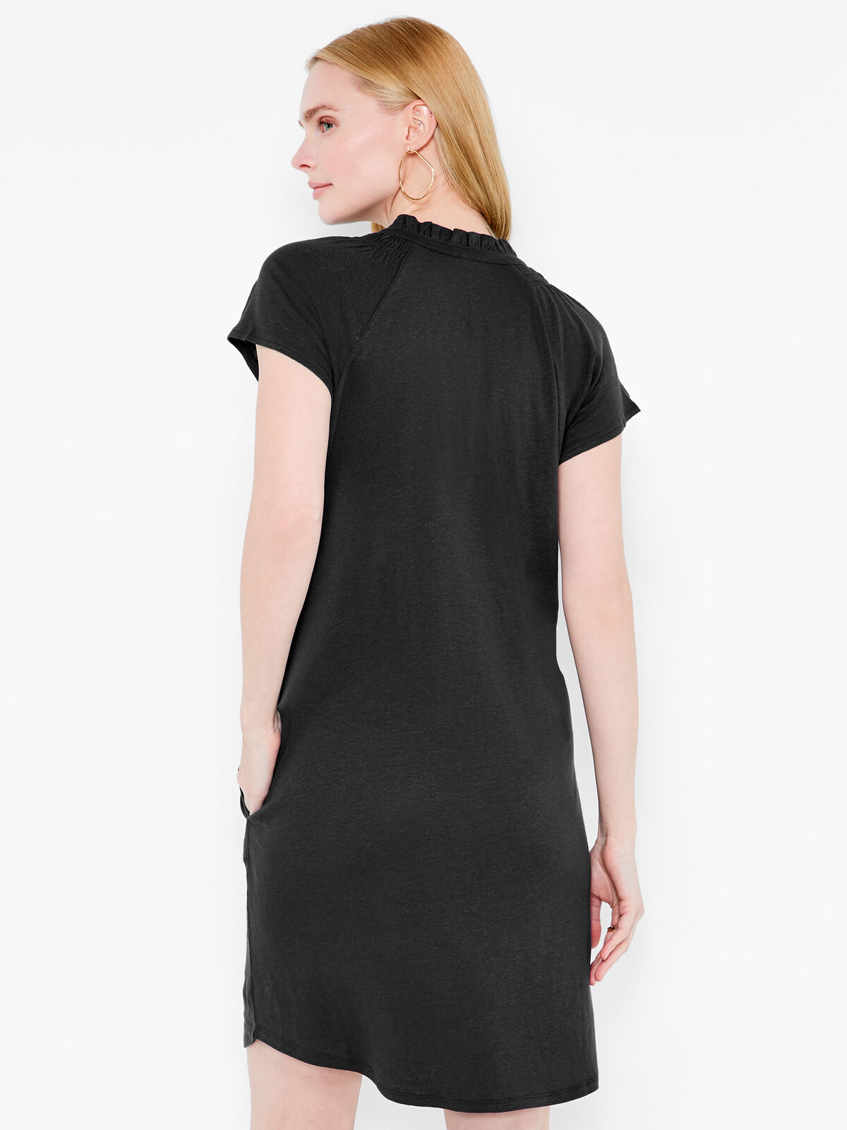 NZT Short Sleeve Ruffle V Dress